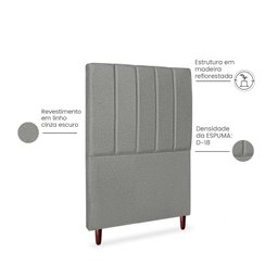 Cabeceira Estofada Cama Box Solteiro Carla 90cm Linho:cinza Escuro - 3