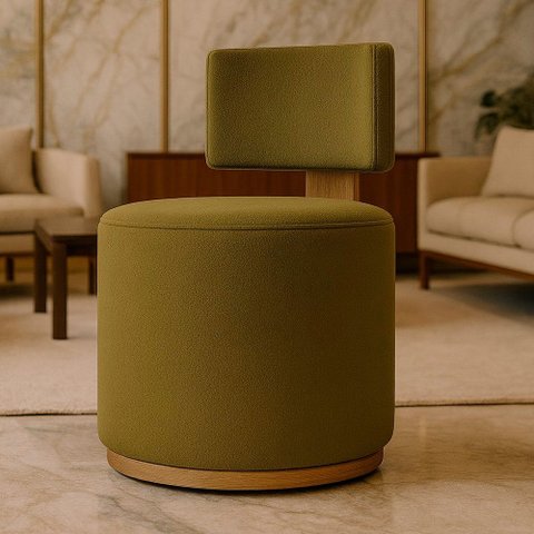 Puff Margo Decorativo Orgânico Veludo - 7 Decor Cappuccino