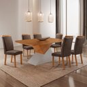 Ver imagem 1 de Mesa de Jantar Aster 180 cm Tampo MDF Laminado Canto Copo com 6 Cadeiras Aline