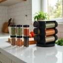Ver imagem 4 de Kit 6 Porta Temperos Condimento Quadrado Giratório Vidro