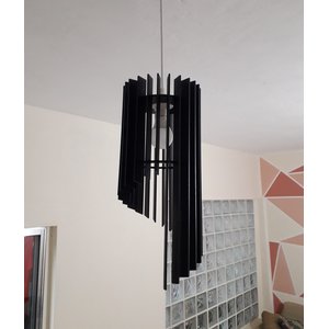 Luminária Teto tipo Pendente em MDF - Completa - Cor: Preta