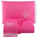 Ver imagem 1 de Jogo de Cama Lençol Queen Bordado Advance 3 Peças - Pink Casa Show Enxovais