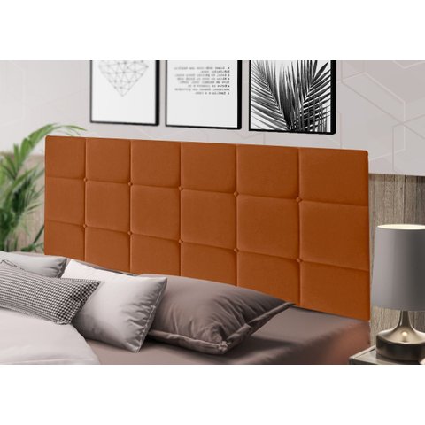 Cabeceira Painel Estofada Casal 1,60x55 Dobrável Nicole Laranja