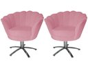 Ver imagem 1 de Kit 2 Poltronas Decorativa Pétala Base Giratória Metal Suede Rosa Ms Decor