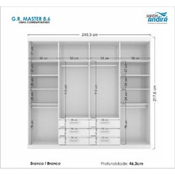 Guarda-Roupa Casal 8 Portas 6 Gavetas Master Santos Andirá - 4