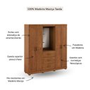 Ver imagem 5 de Guarda-Roupa Capela 4 Portas 3 Gavetas 100% Madeira Maciça Bronze Marrom/Castanho