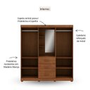 Ver imagem 4 de Guarda-Roupa Capela 4 Portas 3 Gavetas 100% Madeira Maciça Bronze Marrom/Castanho