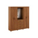 Ver imagem 2 de Guarda-Roupa Capela 4 Portas 3 Gavetas 100% Madeira Maciça Bronze Marrom/Castanho