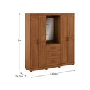 Ver imagem 3 de Guarda-Roupa Capela 4 Portas 3 Gavetas 100% Madeira Maciça Bronze Marrom/Castanho