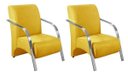 Ver imagem 1 de Kit 2 Poltronas Decorativas Vênus 1 Lugar Braço Pé Alumínio D Salla Suede Amarelo