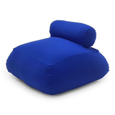 Puff Sensorial Relax Ergonômico com Encosto e Enchimento Perolas 3mm Extrema Maciez Pufe Azul Royal