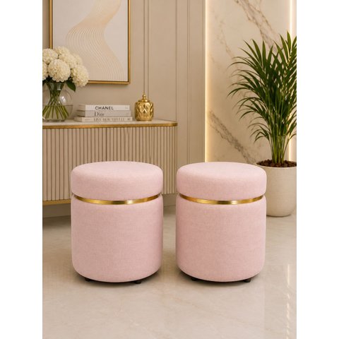 Kit Puff Cinta Dourada Superior Rosa Linho