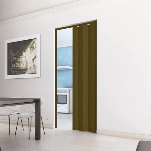 Porta Sanfonada de PVC 210cm x 72cm Plastporta Bcf Marrom/Wengue