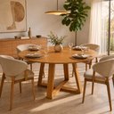 Ver imagem 4 de Mesa de Jantar Redonda 130 cm Tampo Giratório Integrado 4 a 6 Pessoas 100% MDF Dalla Costa Cor: