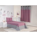 Ver imagem 1 de Kit Cobre Leito e Cortina Infantil Oxford Solteiro Feminino
