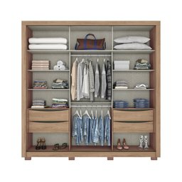 Guarda-Roupa 2 Portas Correr Henn Aston D300-198 4 Gavetas Jequitibá Brilho SE - 3