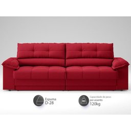 Sofá com Carregador Usb e Molas no Assento Retrátil Reclinável Mimo 2,00m Velosuede Vermelho - Netso - 3