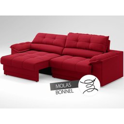 Sofá com Carregador Usb e Molas no Assento Retrátil Reclinável Mimo 2,00m Velosuede Vermelho - Netso - 5