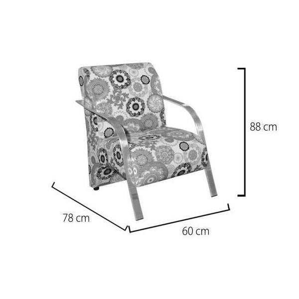 Kit 3 Poltronas Decorativa Vênus Braço Alumínio D'Salla Suede Floral Laranja 115 - 2