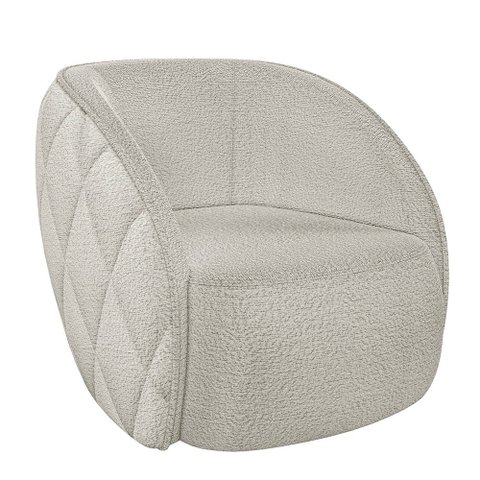 Poltrona Decorativa para Sala 90cm Tressê Zion M22 Bouclê Branco - Mpozenato