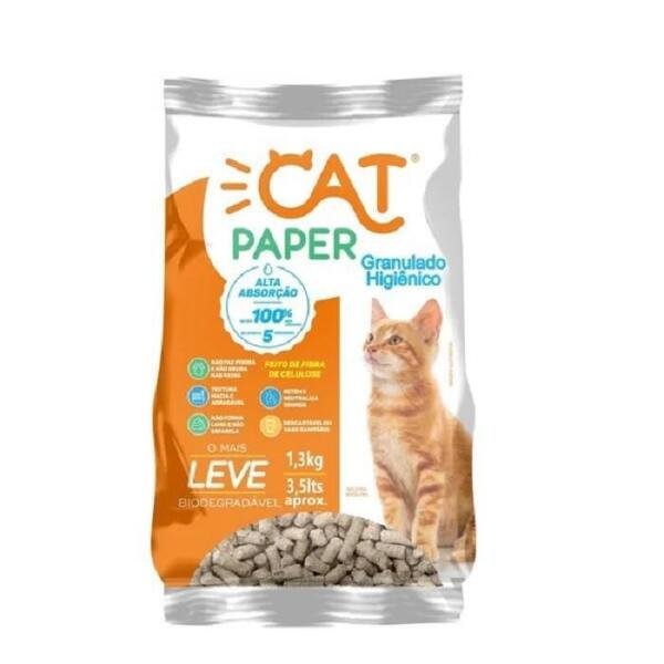 Granulado Higienico Gato Cat Paper 1,3Kg - Fardo Com 6 Pcts.