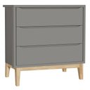 Ver imagem 2 de Cômoda Gaveteiro e Guarda Roupa Infantil 3 Portas New Classic Cinza com Pés Madeira Natural - Reller