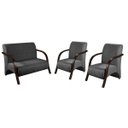 Ver imagem 1 de Kit 3 Poltronas Decorativas Vênus Braço Madeira Confortável Sala D'Salla Suede Grafit