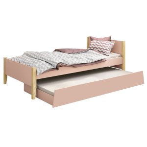 Cama Babá Solteiro com Auxiliar Simba Rosa Fosco com Natural - Reller