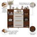 Ver imagem 4 de Cômoda Sapateira com Chave 4 Gavetas 2 Portas Versátil Zanzini