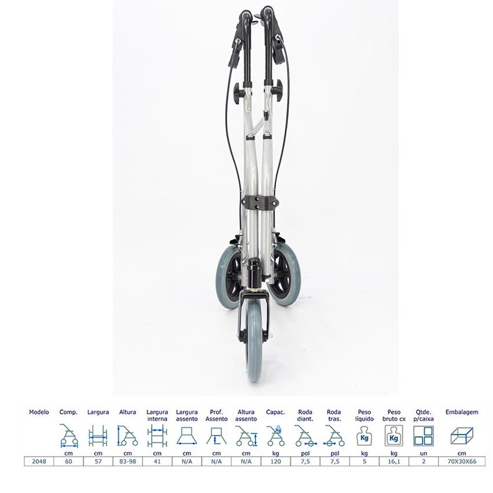 Andador em Alumínio com 3 rodas SC5041E Praxis - 5