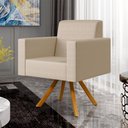 Ver imagem 2 de Kit 02 Poltronas Decorativa Base Giratória de Madeira Helô L02 Facto Pérola Metalizado - Lyam