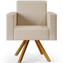 Ver imagem 6 de Kit 02 Poltronas Decorativa Base Giratória de Madeira Helô L02 Facto Pérola Metalizado - Lyam
