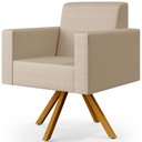 Ver imagem 3 de Kit 02 Poltronas Decorativa Base Giratória de Madeira Helô L02 Facto Pérola Metalizado - Lyam