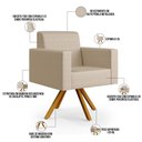 Ver imagem 4 de Kit 02 Poltronas Decorativa Base Giratória de Madeira Helô L02 Facto Pérola Metalizado - Lyam