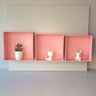 Kit Trio de Nicho Grande Decorativo Quarto/sala 100% Mdf Rosa - 5
