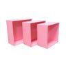 Kit Trio de Nicho Grande Decorativo Quarto/sala 100% Mdf Rosa - 1