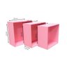 Kit Trio de Nicho Grande Decorativo Quarto/sala 100% Mdf Rosa - 7