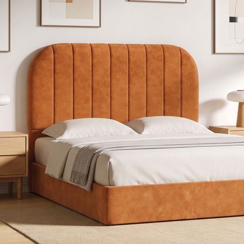 Cabeceira Cama Box Casal Estofada Orgânica 140cm Alice W01 Couríssimo Canela - Lyam Decor