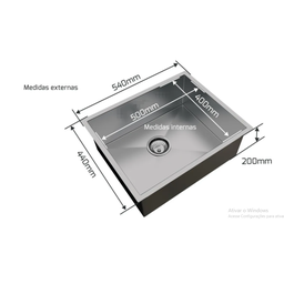 Cuba quadrada para cozinha embutir 50x40 cozinha planejada inox 304 AJL - 4