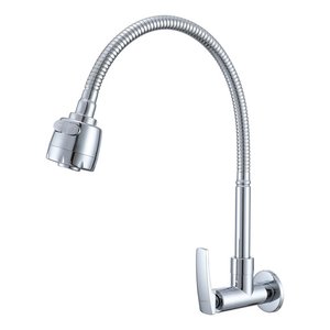 Torneira Gowff 1/4 Volta Cromada Mod. Redondo de Parede Bica Flexivel