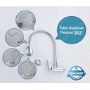 Ver imagem 3 de Torneira Gowff 1/4 Volta Cromada Mod. Redondo de Parede Bica Flexivel