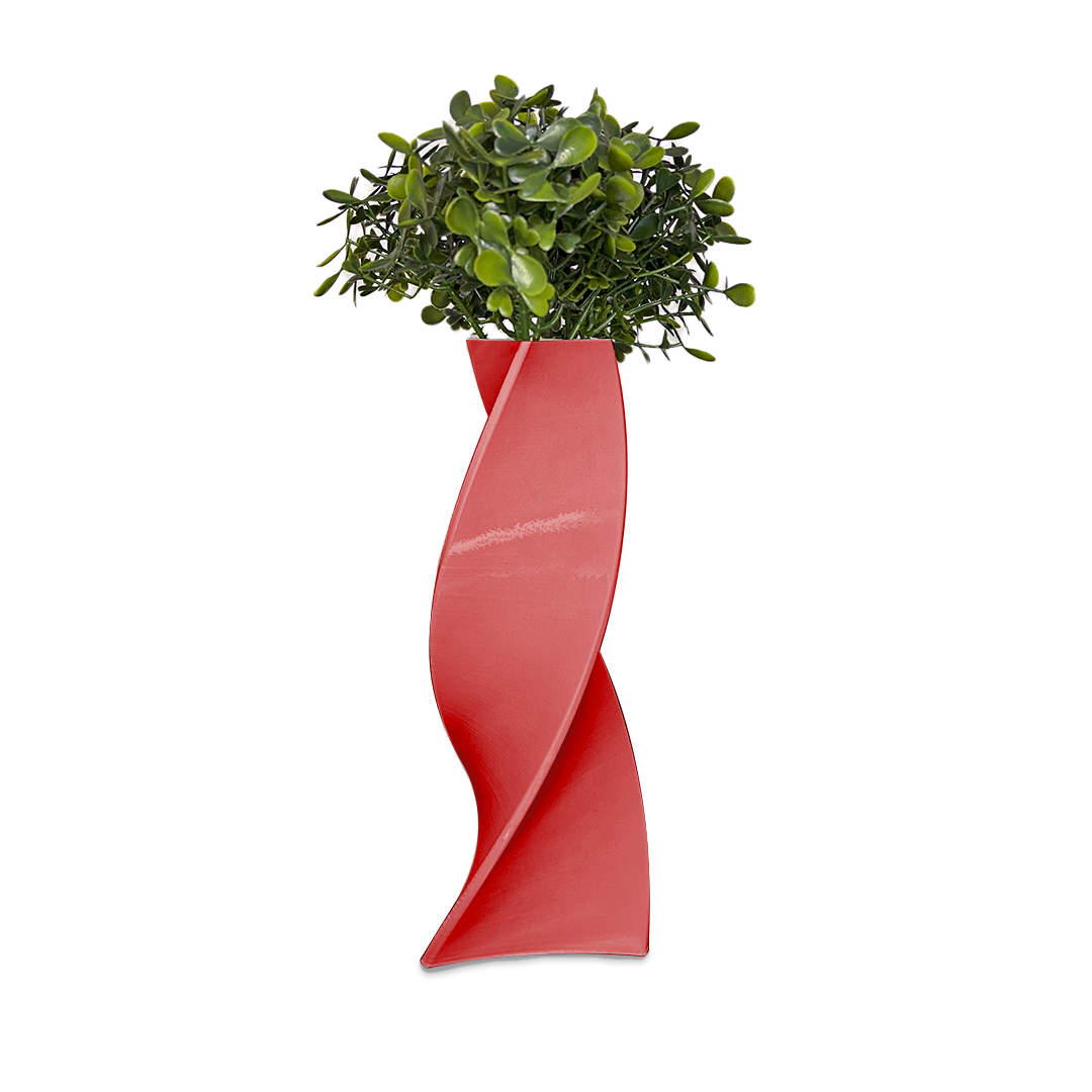 Vaso Decorativo Twisted 3D P/ Flores Artificiais - Vermelho - UN - 1
