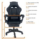 Ver imagem 3 de Cadeira Gamer Stillus Ergonômica com Apoio para Os Pés - Preto