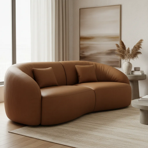 Sofá Sala Nuvem 210cm Conforto Premium Decorativo Orgânico:courino Sintético Marrom