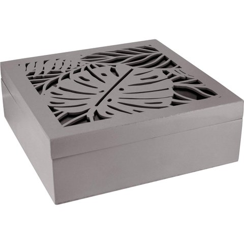 SURYA CAIXA ORGANIZADORA 7x20x20cm MDF CINZA