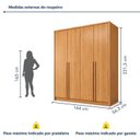 Ver imagem 3 de Guarda Roupa Solteiro 4 Portas 3 Gavetas 164cm 100% MDF Imperiale Premium