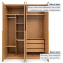 Ver imagem 7 de Guarda Roupa Solteiro 4 Portas 3 Gavetas 164cm 100% MDF Imperiale Premium
