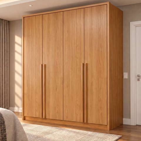 Guarda Roupa Solteiro 4 Portas 3 Gavetas 164cm 100% MDF Imperiale Premium