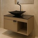 Ver imagem 2 de Gabinete de Banheiro MDF 60cm Espelho 40cm c/ Cuba Suspenso:Calacapto