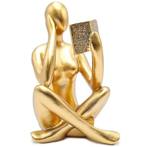 Estátua Figura Pensador Estudando Enfeite Decorativo Casa Estatueta Reflexão Mesa Escritório Decoraç